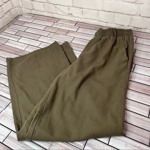 Olive green wide leg linen pants with beltloops size large